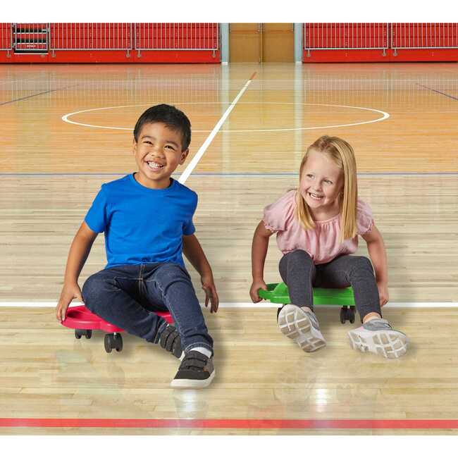 Red Indoor Scooter Board with Safety Handles for Kids Ages 6-12, Plastic Floor Scooter Board with Rollers - STEM Toys - 3