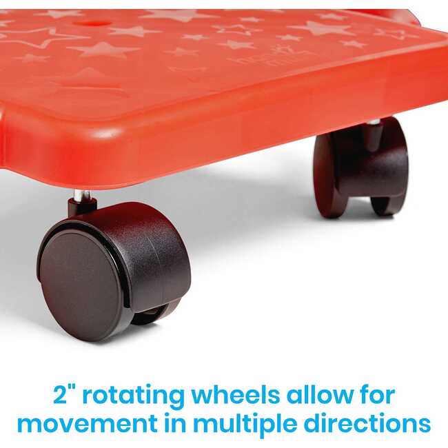 Red Indoor Scooter Board with Safety Handles for Kids Ages 6-12, Plastic Floor Scooter Board with Rollers - STEM Toys - 5