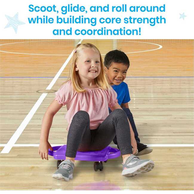 Purple Indoor Scooter Board with Safety Handles for Kids Ages 6-12, Plastic Floor Scooter Board with Rollers - STEM Toys - 6