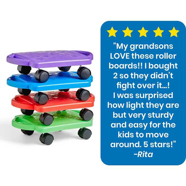 Blue Indoor Scooter Board with Safety Handles for Kids Ages 6-12, Plastic Floor Scooter Board with Rollers - STEM Toys - 7