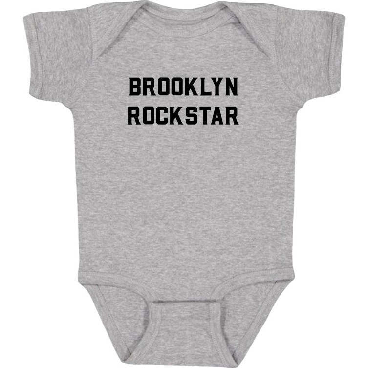 Brooklyn Rockstar Short Sleeve Baby Bodysuit, Grey - Onesies - 1