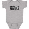 Brooklyn Rockstar Short Sleeve Baby Bodysuit, Grey - Onesies - 1 - thumbnail