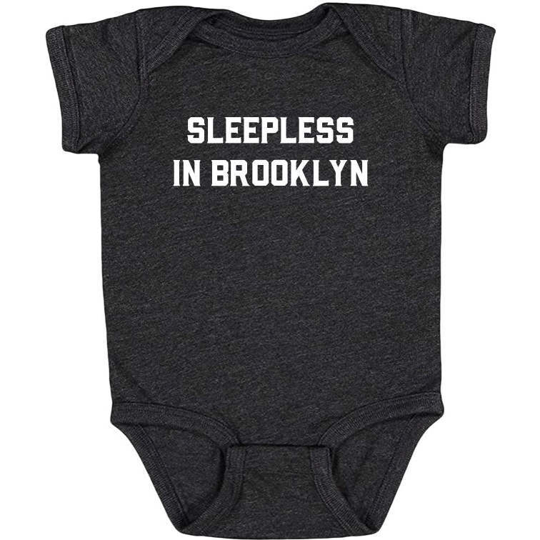 Sleepless in Brooklyn Baby Bodysuit, Charcoal Grey - Onesies - 1