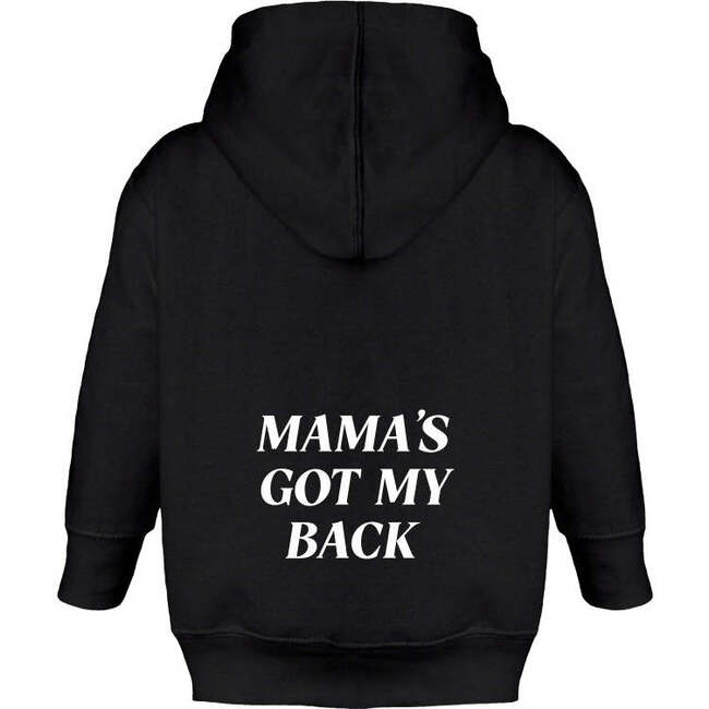 Mama's Got My Back Long Sleeve Kids Fleece Zip Hoodie, Black