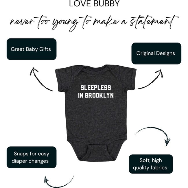 Sleepless in Brooklyn Baby Bodysuit, Charcoal Grey - Onesies - 2