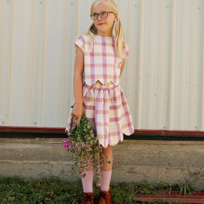Magnolia Checked Top And Skirt Set, Orange Flower - Mixed Apparel Set - 5