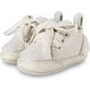 Semmi Leather And faux fur Crib Shoes, Cream - Crib Shoes - 1 - thumbnail