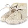 Pina Exclusive Suede Faux Fur Lining Shoes, Cream Metallic - Crib Shoes - 1 - thumbnail