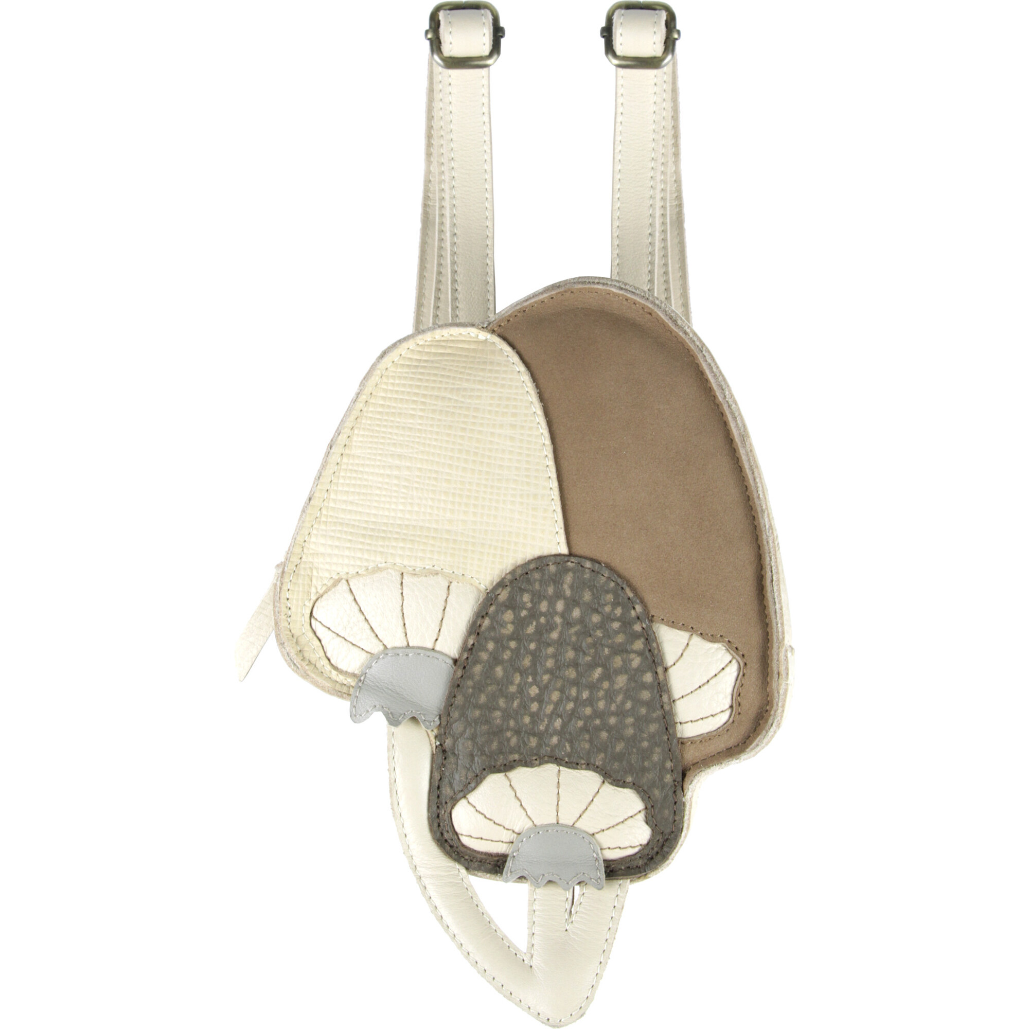 Tum Fungi Leather Backpack, Cream - Backpacks - 1