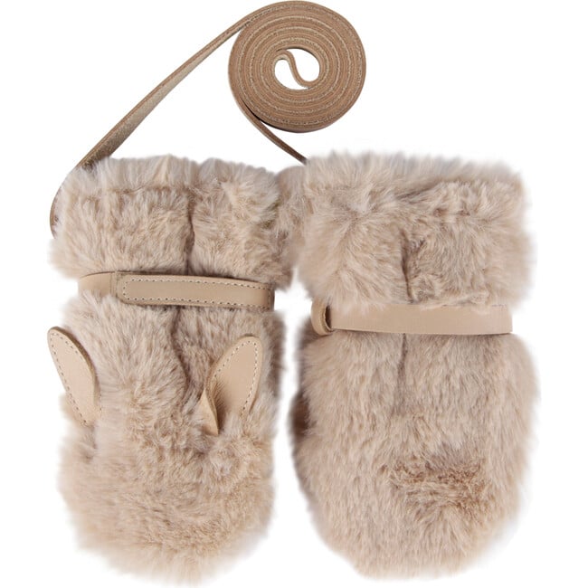 Richy Fluffy Bunny Soft Faux Fur Mittens, Warm Beige - Gloves - 2