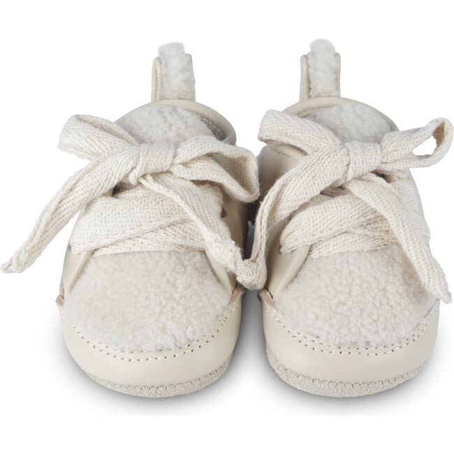 Semmi Leather And faux fur Crib Shoes, Cream - Crib Shoes - 3