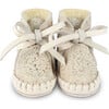 Pina Exclusive Suede Faux Fur Lining Shoes, Cream Metallic - Crib Shoes - 3