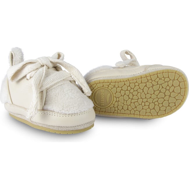 Semmi Leather And faux fur Crib Shoes, Cream - Crib Shoes - 6