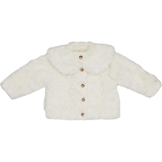 Marie Oversized Peter Pan Collar Jacket, Off-White Teddy