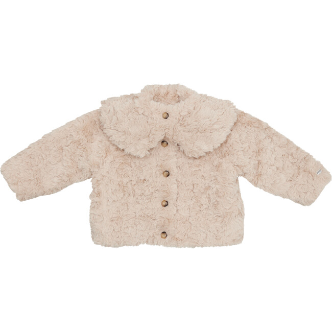 Marie Oversized Peter Pan Collar Jacket, Soft Taupe Teddy