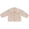 Marie Oversized Peter Pan Collar Jacket, Soft Taupe Teddy - Jackets - 1 - thumbnail