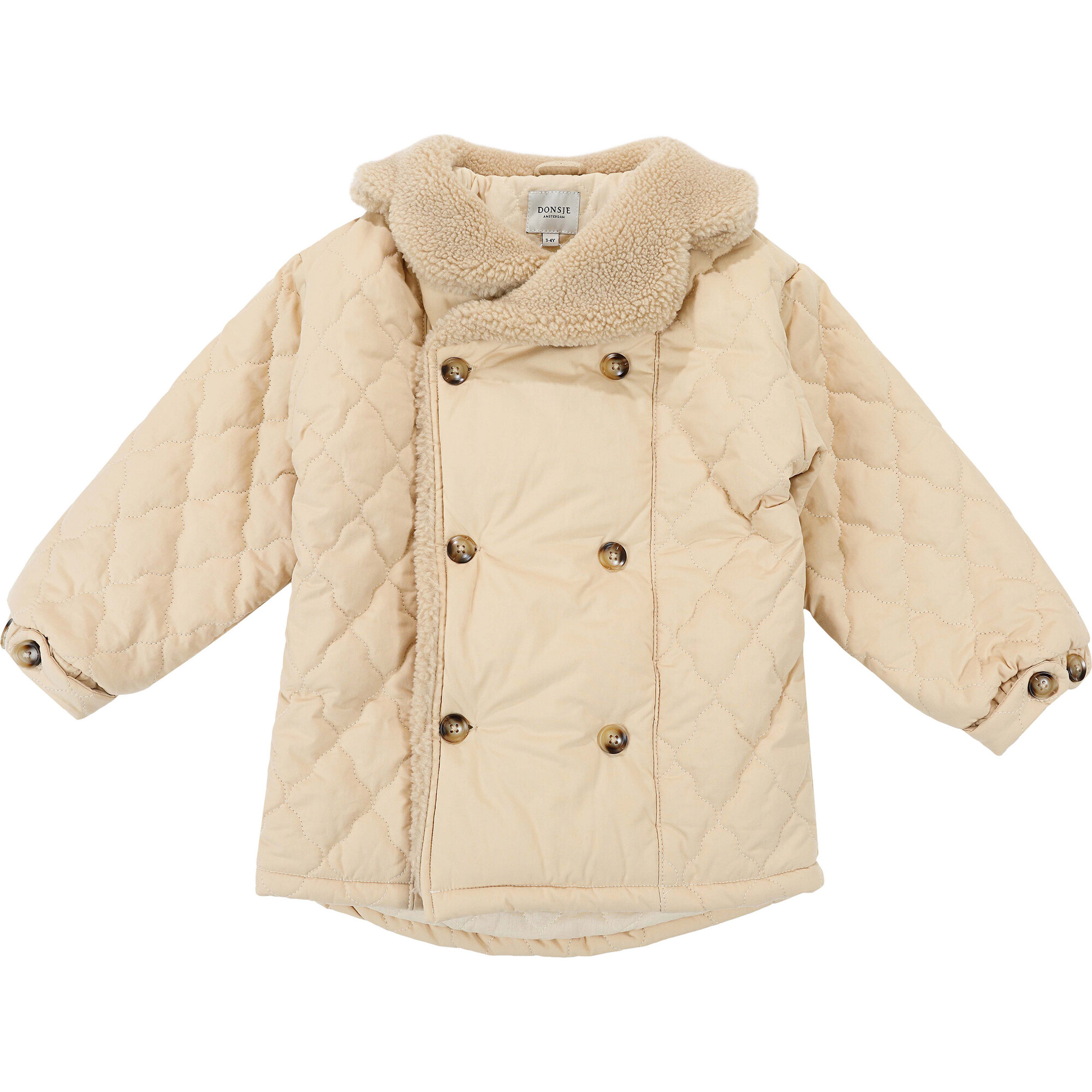 Luna Double Breasted Puffer Jacket, Sand - Jackets - 1