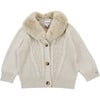 Naem Oversized Faux Fur Collar Cardigan, Soft Sand - Cardigans - 1 - thumbnail