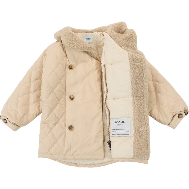 Luna Double Breasted Puffer Jacket, Sand - Jackets - 4