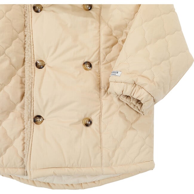 Luna Double Breasted Puffer Jacket, Sand - Jackets - 5