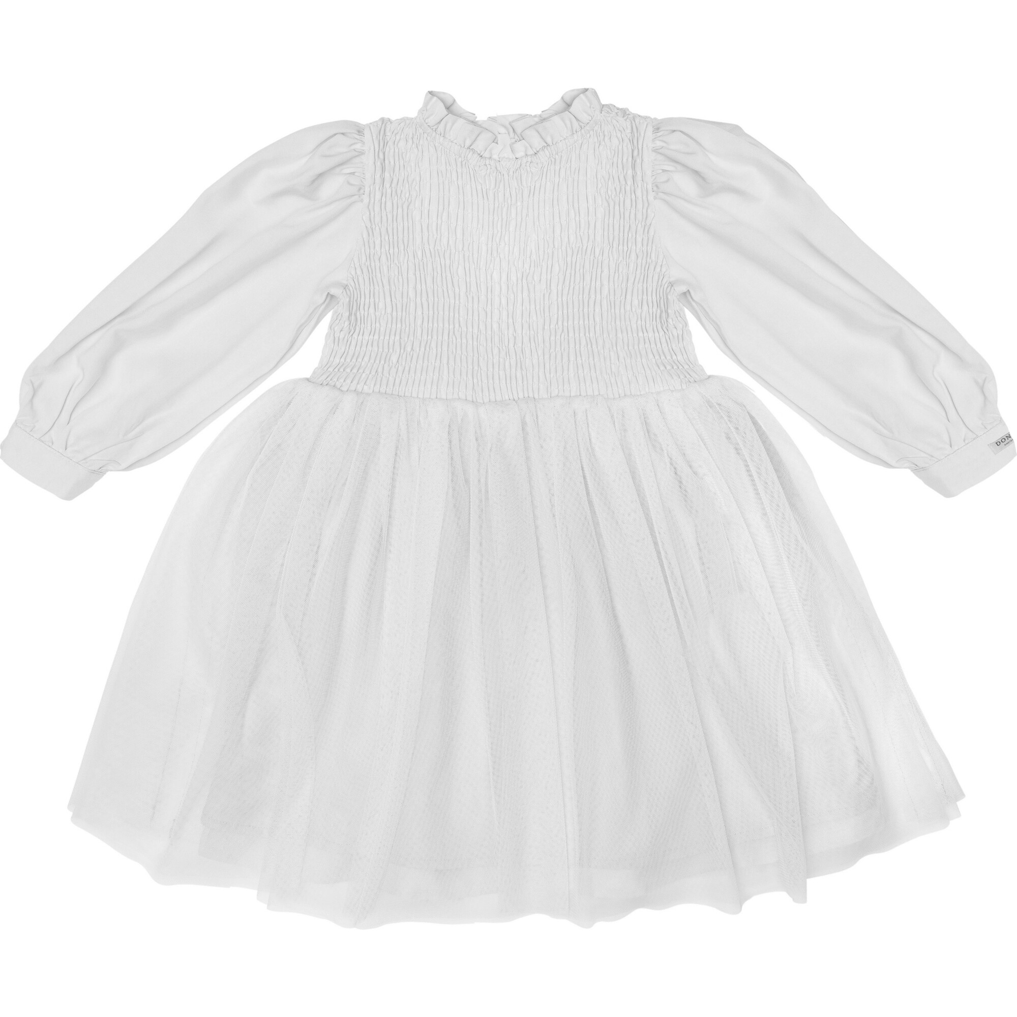 Janice  Smocked Bodice Dress, Crispy White - Dresses - 1