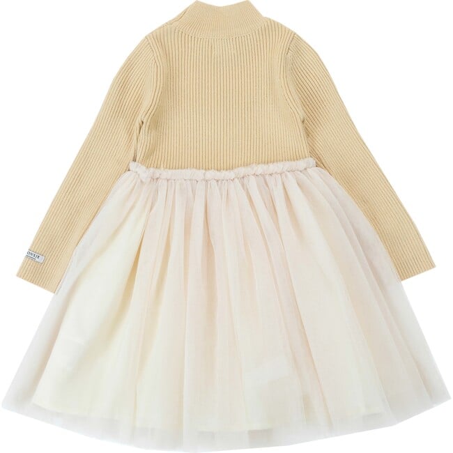 Lotus High Neck Tulle Skirt Dress, Biscuit - Dresses - 3