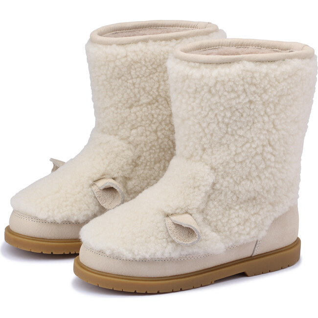 Irfi Lammy Curly Sheep Wool Lining Fur Boots, Off-White