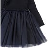 Lotus High Neck Tulle Skirt Dress, Night Blue - Dresses - 6