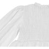 Janice  Smocked Bodice Dress, Crispy White - Dresses - 3