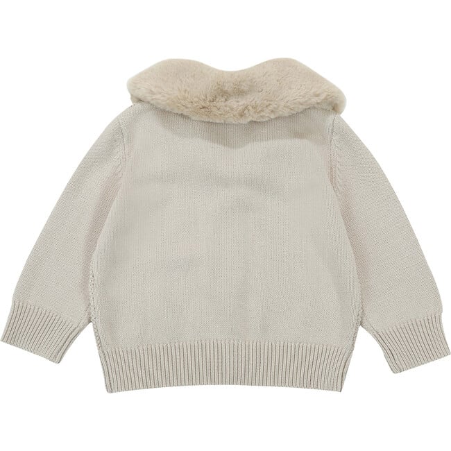 Naem Oversized Faux Fur Collar Cardigan, Soft Sand - Cardigans - 3