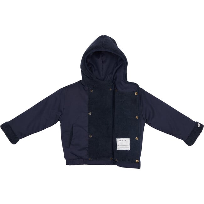 Den Buttoned Hooded Jacket, Blue Marine - Jackets - 4