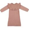 Yoke Collar Ruffle Knit Dress, Mauve - Dresses - 1 - thumbnail