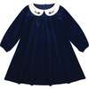 Peter Pan Collar Velvet Butter Dress, Navy - Dresses - 1 - thumbnail