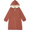 Zip Faux Fur Hoodie Dress, Rust - Dresses - 1 - thumbnail