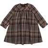 Sweet Plaid Long Sleeve Dress, Brown - Dresses - 1 - thumbnail