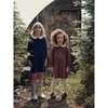 Peter Pan Collar Velvet Butter Dress, Navy - Dresses - 2