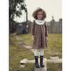 Pretty Pointsetta Yoke Velvet Dress, Brown - Dresses - 4