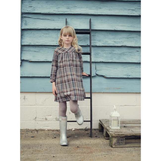 Sweet Plaid Long Sleeve Dress, Brown - Dresses - 3