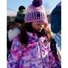 Watercolor Floral Print Knit Hat, Purple - Hats - 2