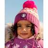 Winter Knit Pom Pom Earflap Hat, Purple And Pink - Hats - 2