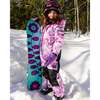 Watercolor Floral Print One-Piece Snowsuit, Pink - Snowsuits - 2