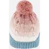 Winter Knit Pom Pom Colorblock Hat, Pink & Blue Gradient - Hats - 3