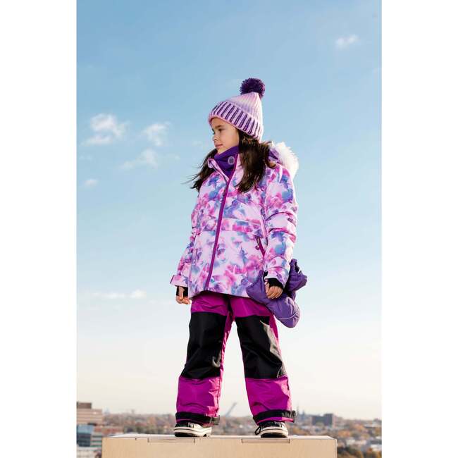Watercolor Floral Print 2-Piece Snowsuit, Magenta - Snowsuits - 2