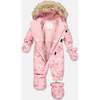 Vintage Flower Print One-Piece Baby Snowsuit, Ancient Rose - Snowsuits - 2