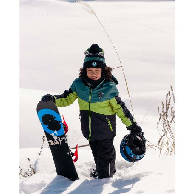 Teknik Colorblock 2-Piece Snowsuit, Pine Green, Lemongrass & Black - Snowsuits - 2