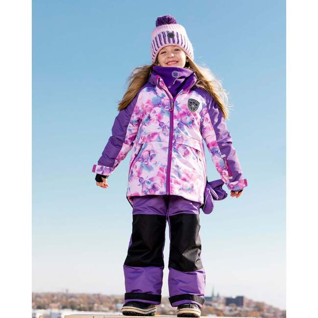 Watercolor Floral Print 2-Piece Snowsuit, Grape Purple - Snowsuits - 2