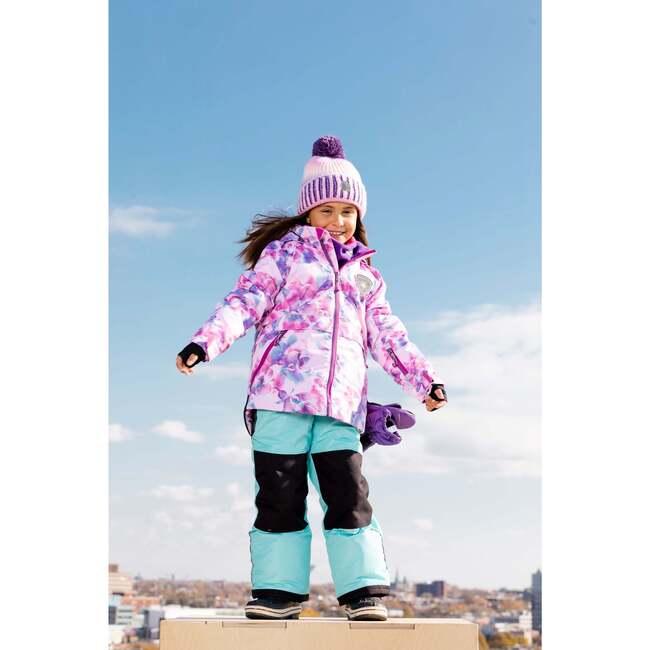Watercolor Floral Print 2-Piece Snowsuit, Aqua - Snowsuits - 2
