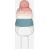 Winter Knit Pom Pom Earflap Colorblock Hat, Pink & Blue Gradient - Hats - 3