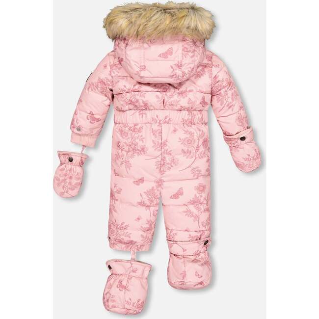 Vintage Flower Print One-Piece Baby Snowsuit, Ancient Rose - Snowsuits - 3