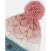 Winter Knit Pom Pom Colorblock Hat, Pink & Blue Gradient - Hats - 4